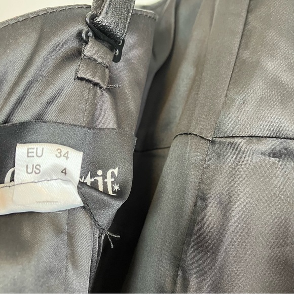 SOLD Collectif Black Glitter Maxi Prom Dress - Leather Look Mermaid Gown XS - Picture 16 of 16